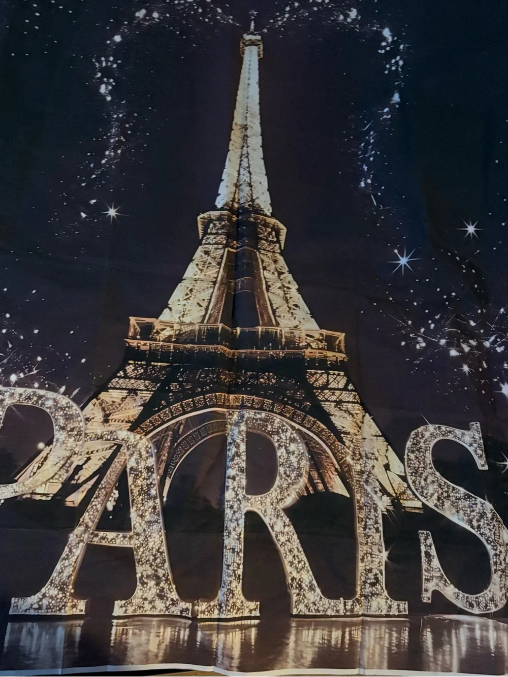 Paris Eiffel Tower Glitter Wall Art Backdrop Canvas material . Used 1x